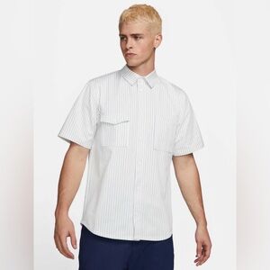 Nike Men's Casual White Striped Button Down Shirt-Nike SB Dri-Fit Woven Shirt